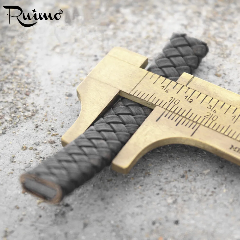 Винтажный плетеный шнур RUIMO 10*5 мм из натуральной кожи коричневый и черный для