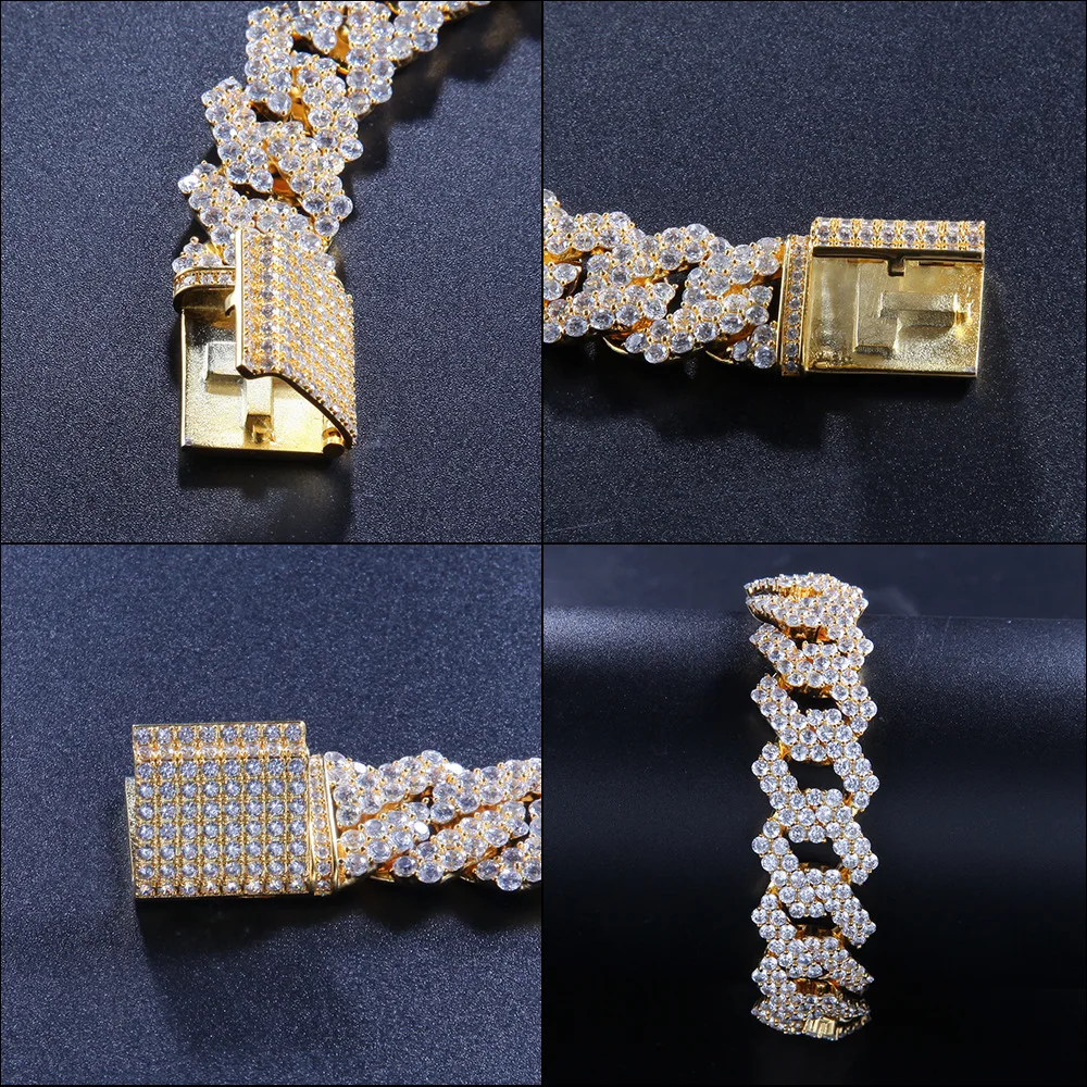 17*205 мм хип-хоп AAA CZ камень вымощенный Bling Iced Out кантри кубинская цепь браслет для мужчин рэппер ювелирные изделия Золото Серебро подарок