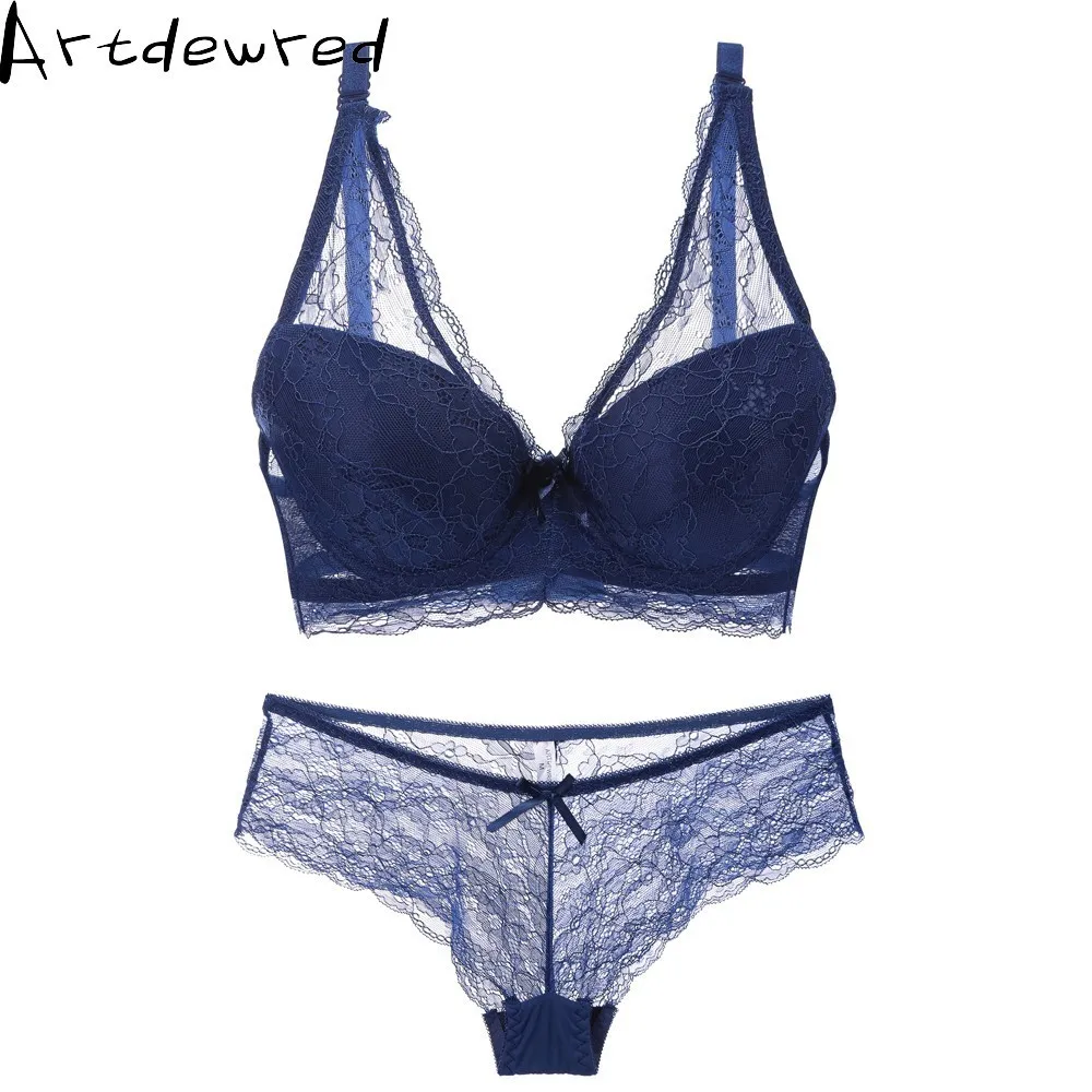 

Noble Sexy Women's Sexy Underwear Bra Buckle Deep V-neck Push up Side Gathering Bra Panties Set Plus Size Floral Lingerie Sets