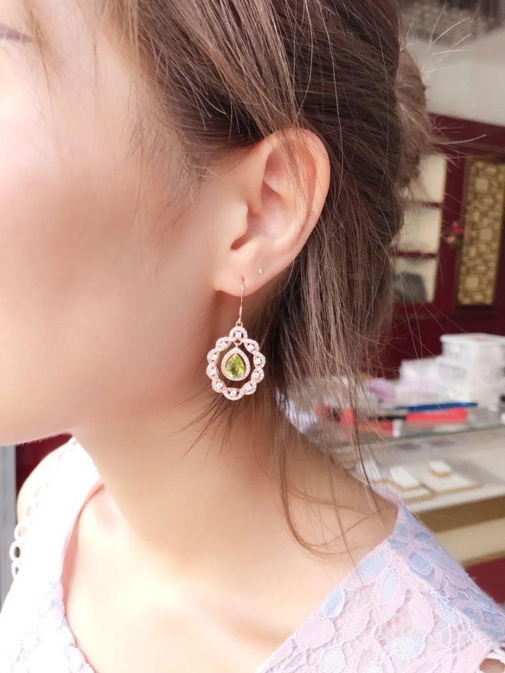 Серьги подвески из серебра 925 пробы с натуральным оливином|Серьги-подвески| |