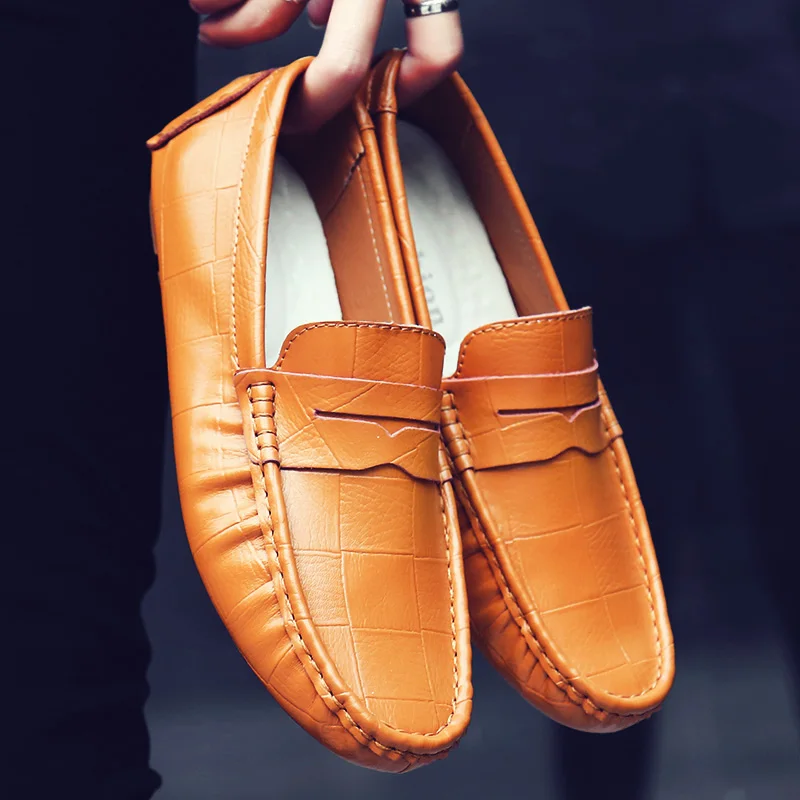 

XPER Brand Fashion Split Leather Casual Shoe Men Plus Size Leisure Loafers Driving Breathable Flats For Men White Footwear#XP077