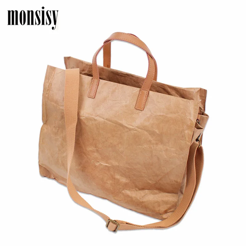 Новинка сумка для покупок Monsisy из крафт бумаги женщин сумки большая тоут 2019