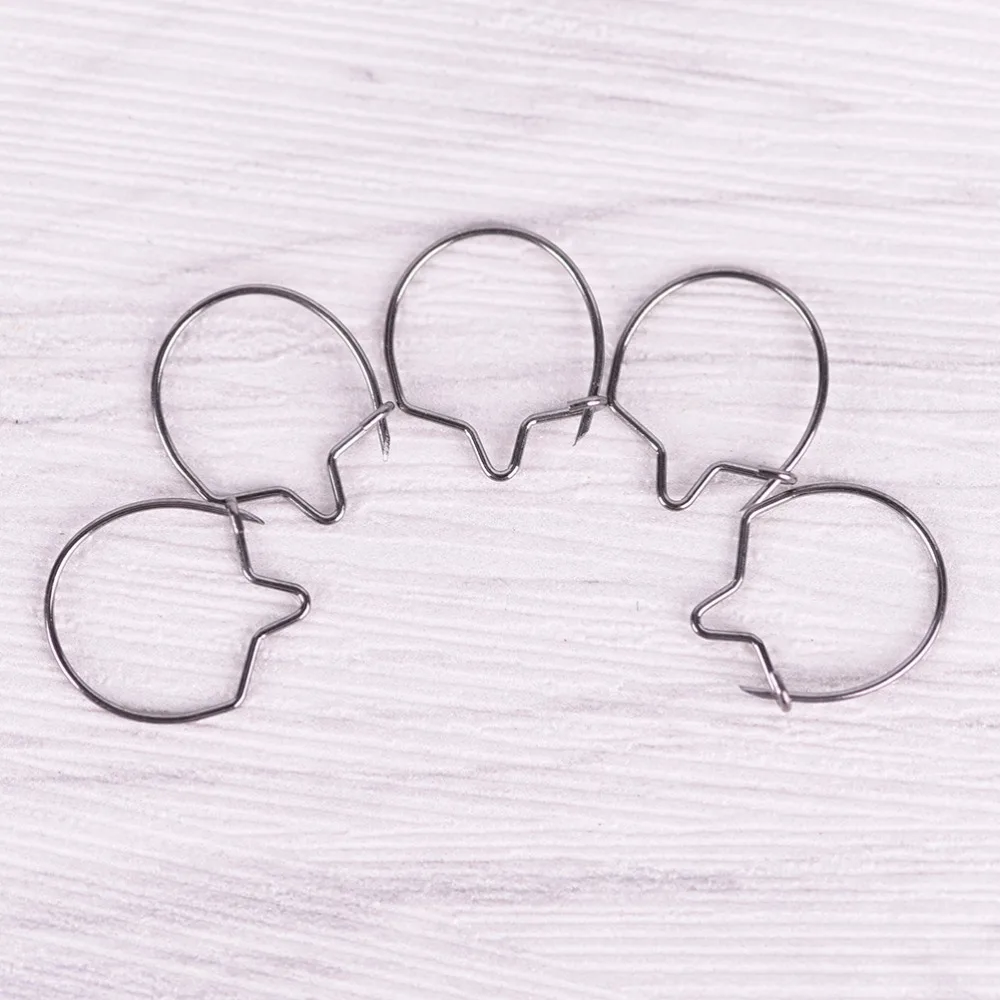 20 Pcs S/M/L Black Blunt Tip Carp Fishing Maggots Clip For Bait Ring Rigs Hook