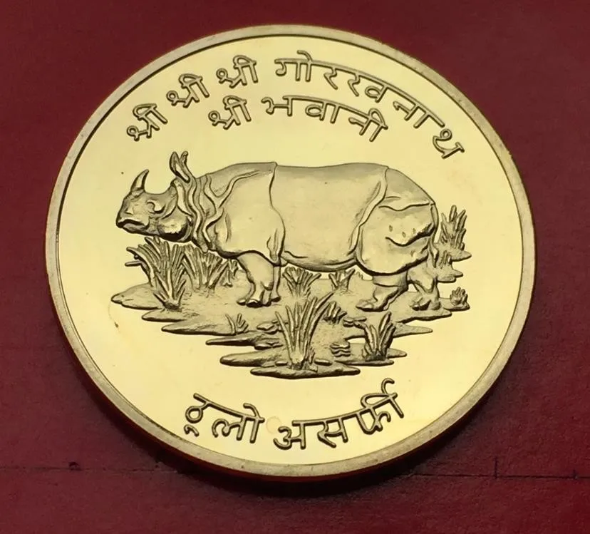 30mm Indian Rhinoceros Neapl Gold Plated Souvenir Coin Medal | Дом и сад