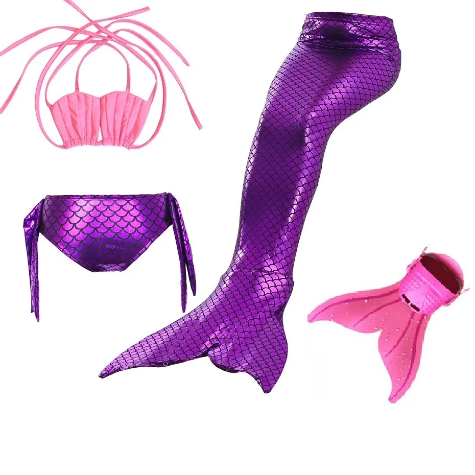 Костюм с хвостом русалки для девочек монофонический Русалки детский купальный
