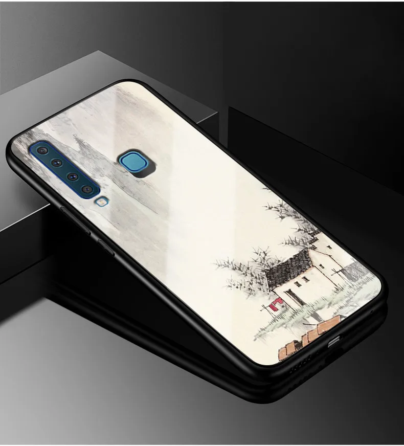 Для samsung A9 чехол A 9 PC Пластиковый стеклянный чехол для телефона черный TPU бампер чехол для samsung Galaxy A9 A920F A920 A9s