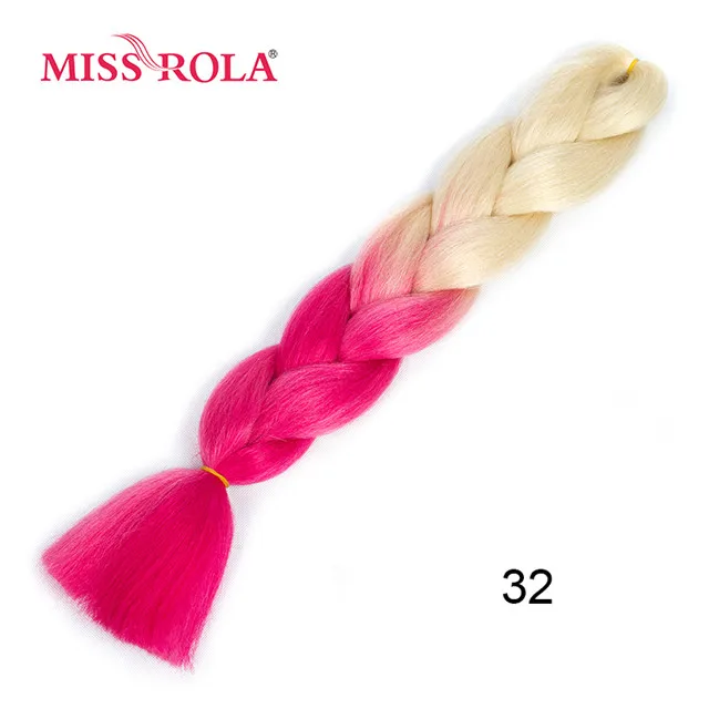 #60 Miss Rola, Омбре, синтетические волосы, Джамбо, плетение, 24 дюйма, высокотемпературное волокно, вязанное крючком, огромные косички, 100 г, Радужный Омбре, цвет - Цвет: #60