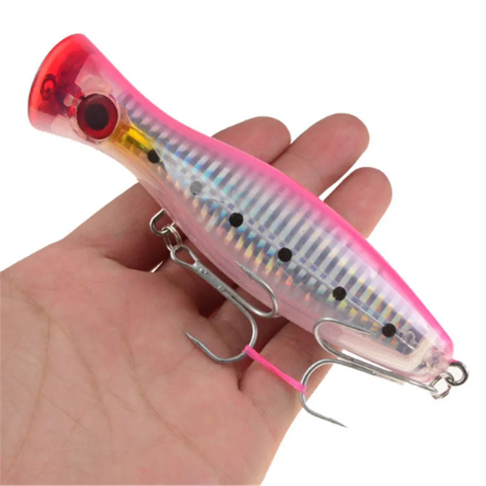 1 шт. 12 см 40 г Большой Popper Рыбная приманка песка тройные Крючки Crankbait 3D глаза