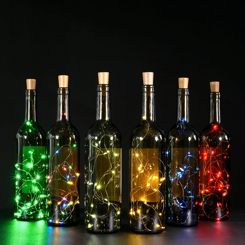 2 м Серебряная проволочная гирлянда пробка для бутылок стекла СВЕТОДИОДНАЯ