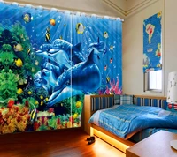 3d curtain photo custom size coral dolphin curtains for bedroom curtains for living room decorative curtain