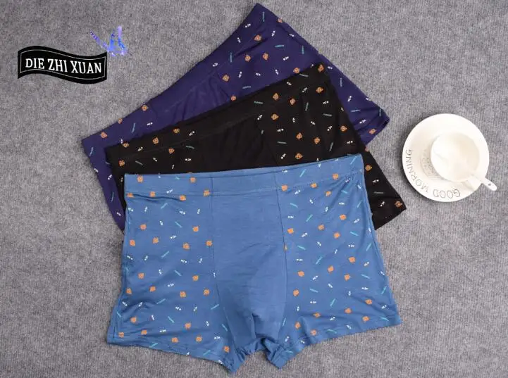 1701 dark blue 5 шт./лот мужское белье боксеры шорты нижнее белье мужское мягкое удобное бамбуковое нижнее белье с принтом трусики размера плюс 8XL - Цвет: 1701 dark blue