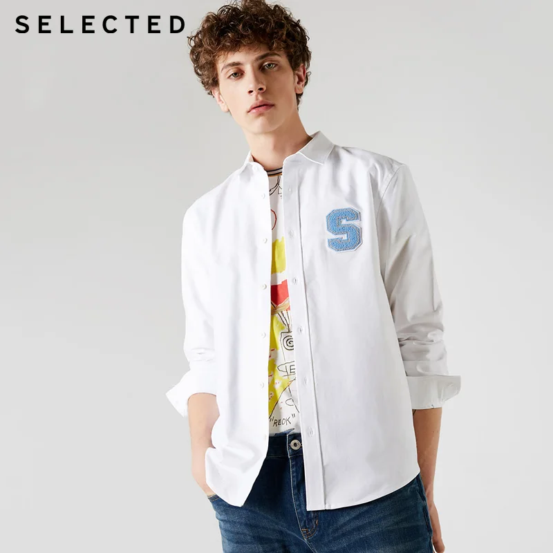 Мужская хлопковая Повседневная рубашка с длинными рукавами буквенным принтом