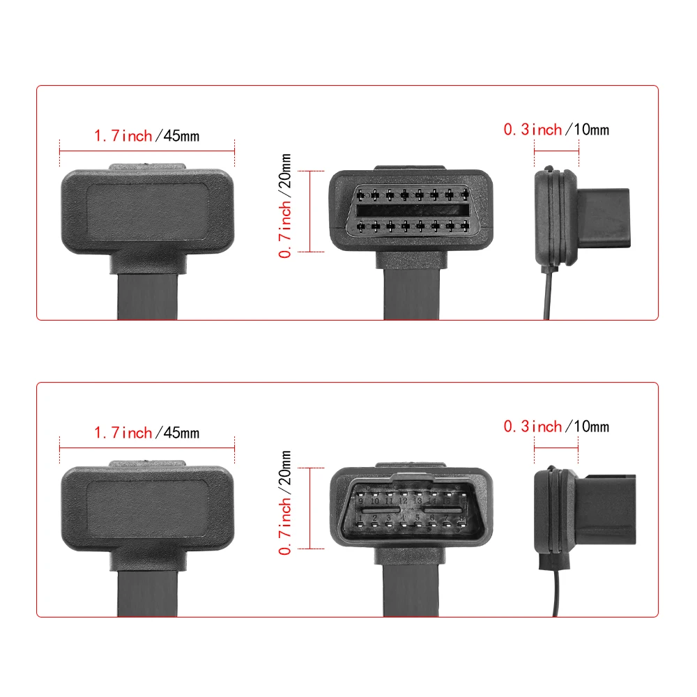 4 фута OBD2 16 штырьковый штыревой разъем плоский 1 в 3 Преобразованный кабель
