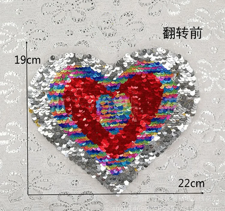2018 Rainbow Heart Reversible Change color Sequins Sew On Patches for clothes DIY Patch Applique Bag Clothing Coat Sweater Craft | Дом и сад