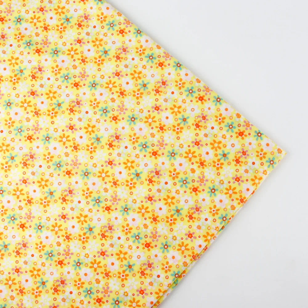 Хлопчатобумажная ткань с желтым принтом лоскутное шитье 158 см х полметра | Дом и