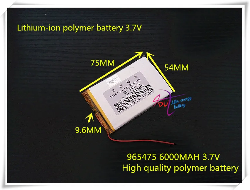 

3.7V 6000mAH 965475 (polymer lithium ion battery ) Li-ion battery for power bank,tablet pc,gps,dvd,e-book,mp3,mp4