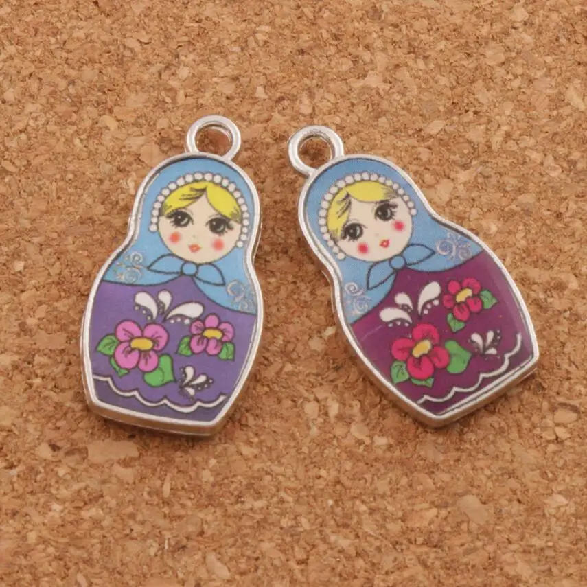 10 шт. Двусторонняя 4 цвета эмалированная Матрешка Русская кукла Очаровательные