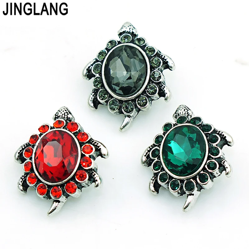 

Fashion 3 Color Rhinestone Tortoise Alloy Clasps Ginger 18mm Snap Buttons DIY Interchangeable Jewelry Accessories