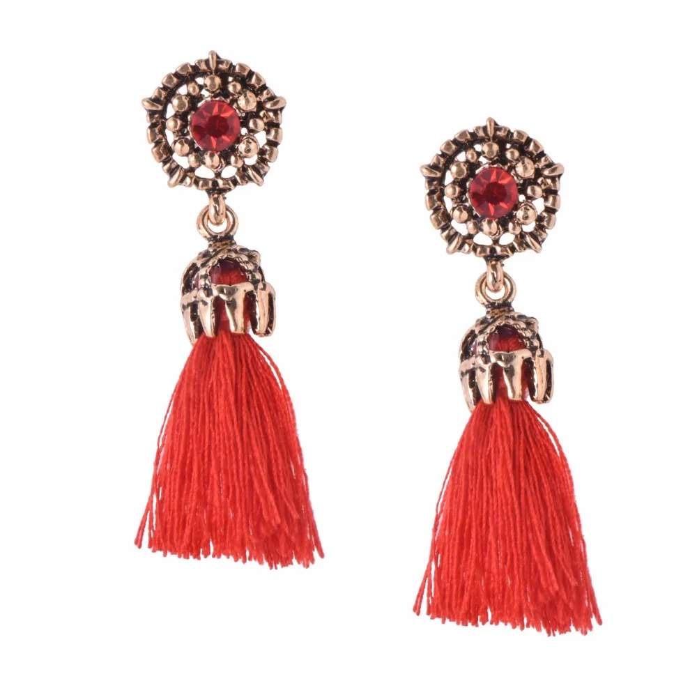 Роскошные в виде капли горного хрусталя Синие кисточки из бисера висячие серьги