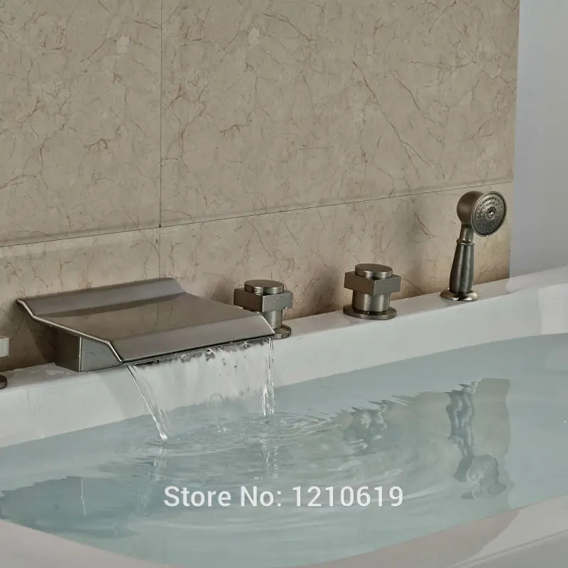 Новый европейский стиль душевая Ванна Смеситель кран ручной душ никель Матовый