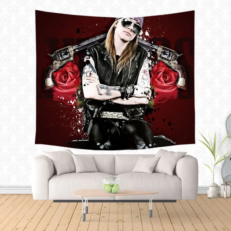Wall Hanging Tapestry Guns and Rose Pattern Sandy Beach Picnic Throw Rug Blanket Travel Sleeping Pad Camping Tent | Дом и сад