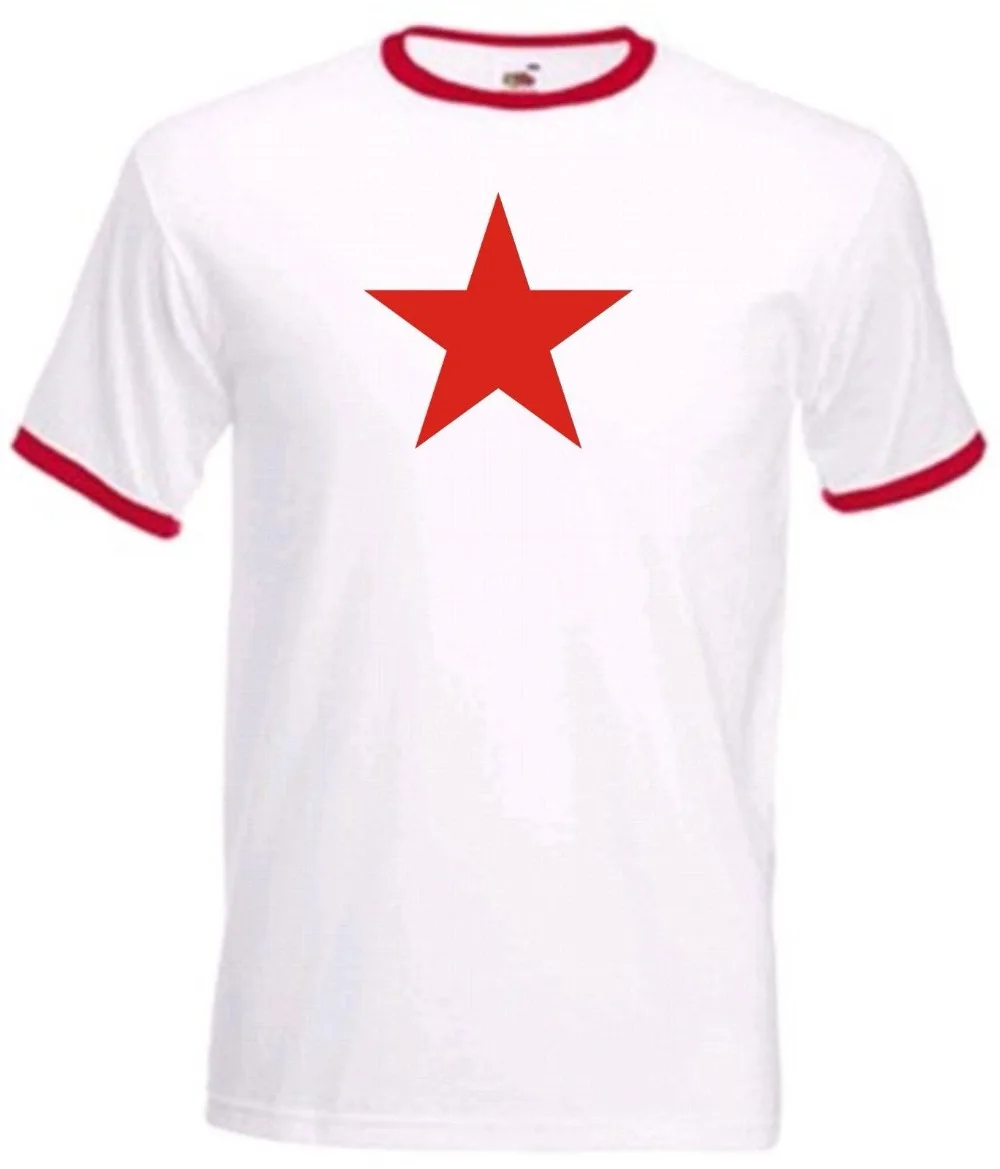 

100% Cotton Summer Printed O-Neck Streetwear Red Star Footballer T-Shirt Retro Cuba Communist Political Ringer Order T Shirts