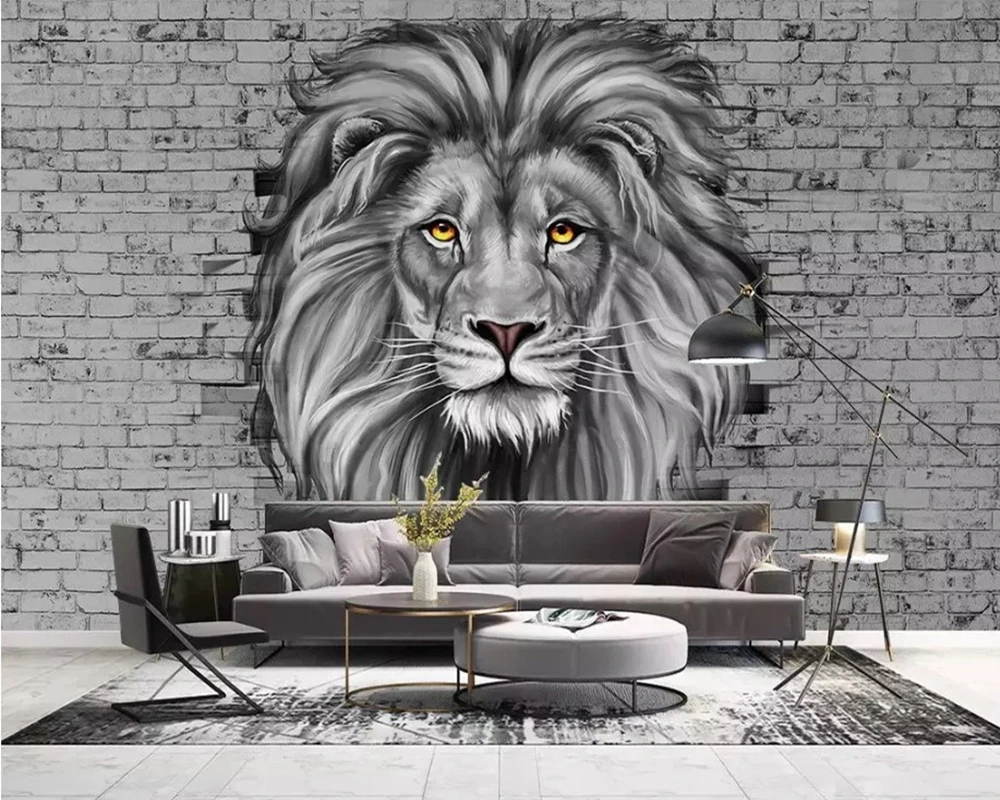 Lion 3d modern wallpaper papel de parede living room sofa tv wall bedroom papers home decor cafe bar restaurant mural | Обустройство