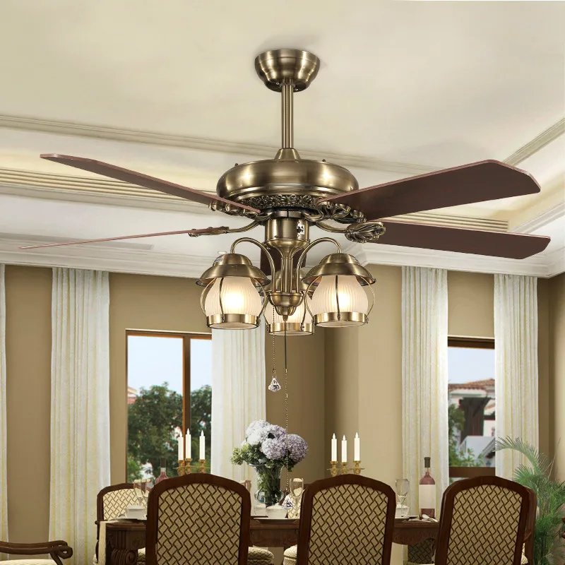 Eusolis 50 Inch Ceiling Fan With Lights Remote Control Dekoratif Fanus Lamp Moderne Plafond Ventilator | Лампы и освещение
