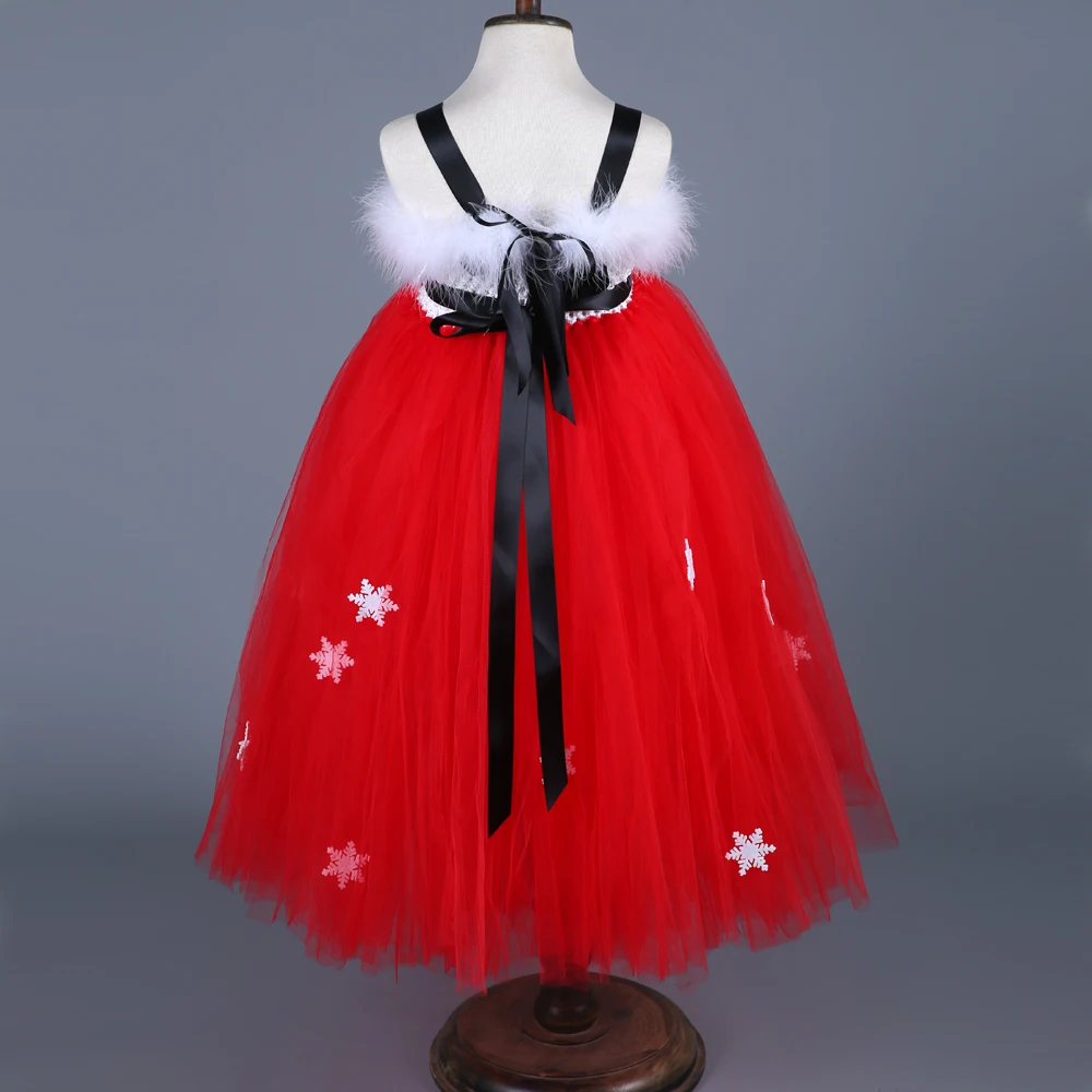 Kids Girls Christmas Party Dresses Costumes Red Snowflake Tutu Dress Children Clothing Fancy Xmas New Year Tulle | Детская одежда и