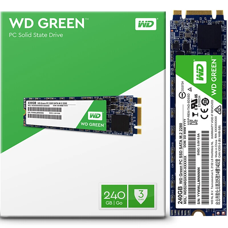 Внутренний жесткий диск WD SSD GREEN PC 120 ГБ 240 M.2(2280) NGFF для ноутбука|Внутренние