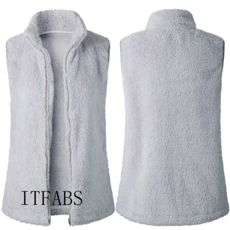 Женский Повседневный однотонный топ без рукавов из искусственного меха флисовое