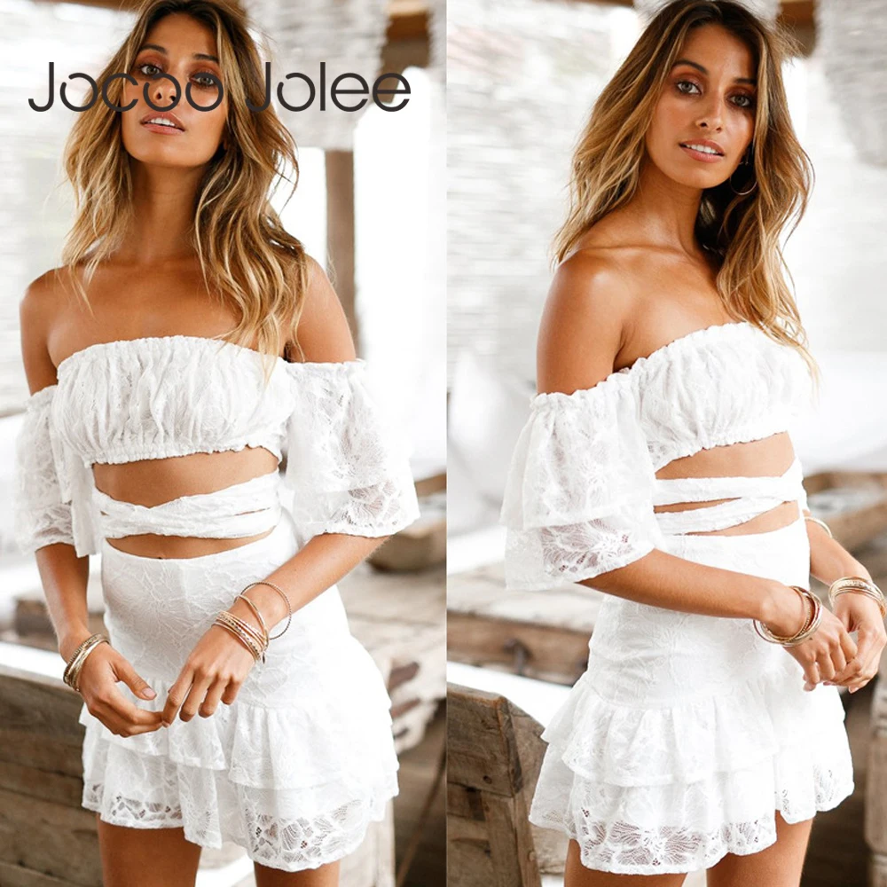 Сексуальные кружевные женские костюмы Jocoo Jolee с вырезом лодочкой Топы 2018 Sumner
