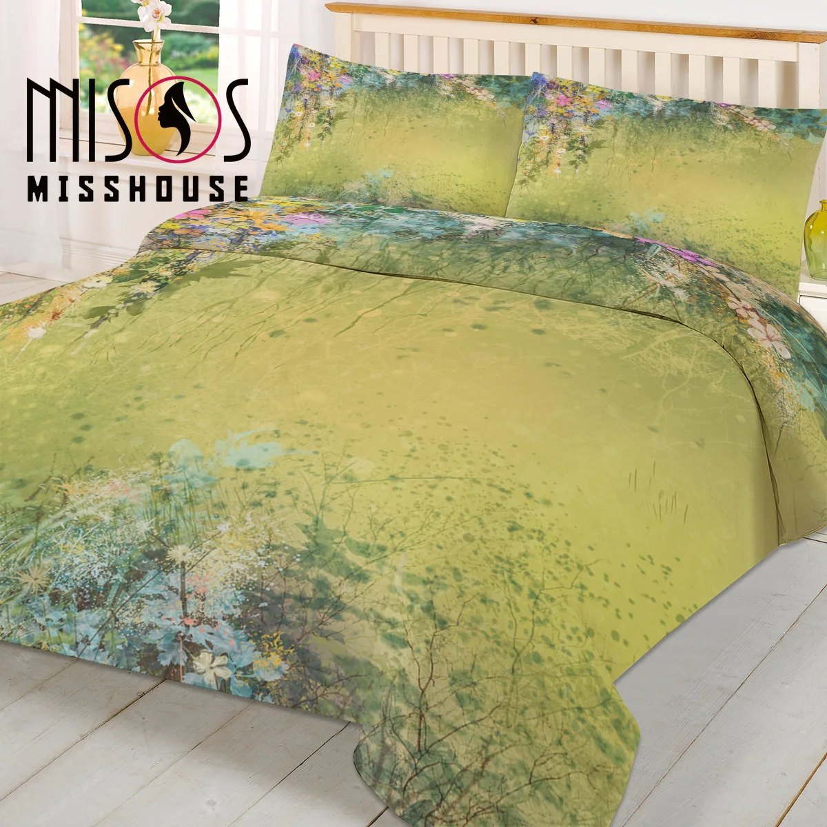 MISSHOUSE Bedding Sets Flower Spring Home Textile 3pcs Duvet Cover Set Comforter Pillowcases | Дом и сад