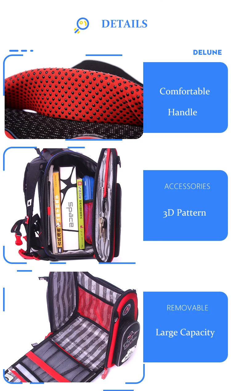 Delune Мультяшные школьные сумки Mochila Infantil автомобильный узор Детские ортопедические школьные рюкзаки для мальчиков Mochila Infantil класс 1-5