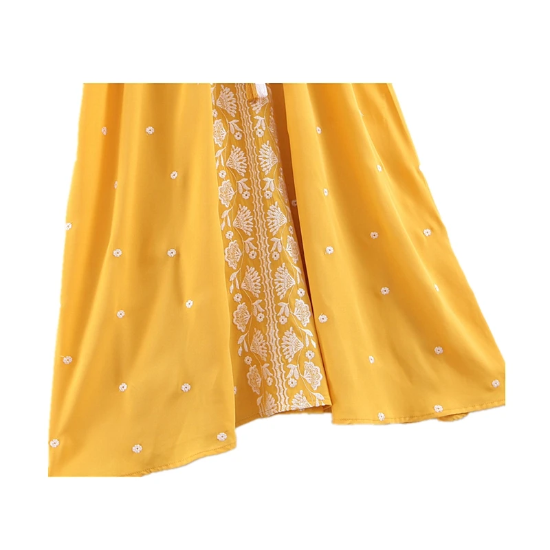 Женское винтажное платье с вышивкой и кисточками средней длины|Женские платья| |