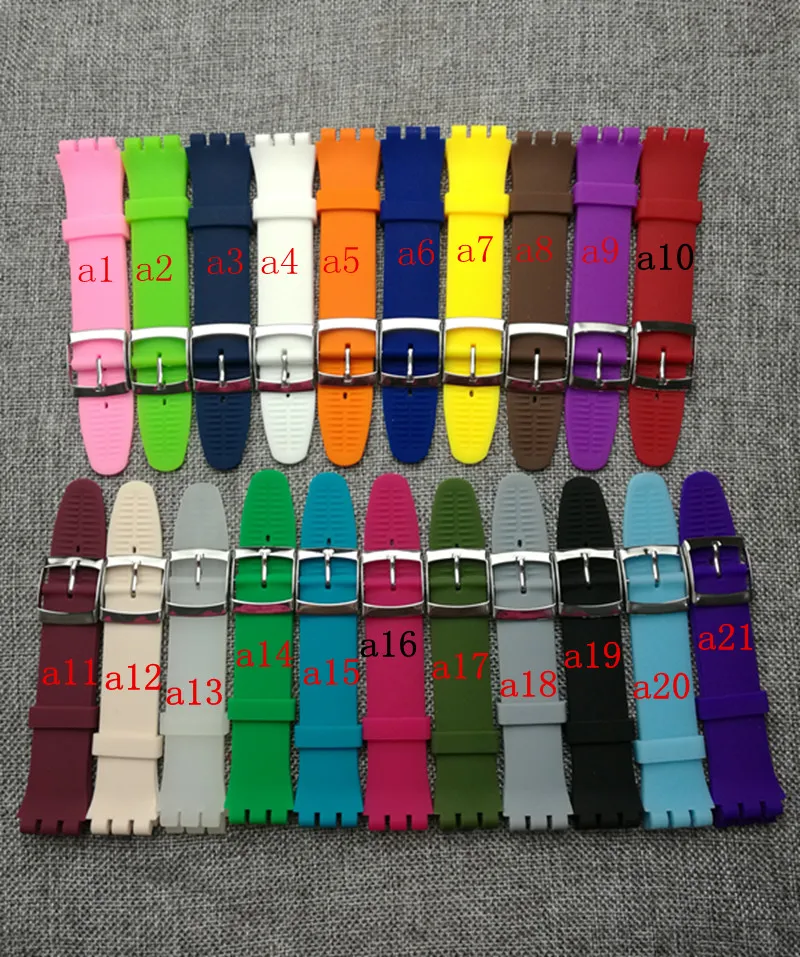 Новинка! Цветной силиконовый ремешок для часов Swatch Suow701 17 19 мм Пряжка из