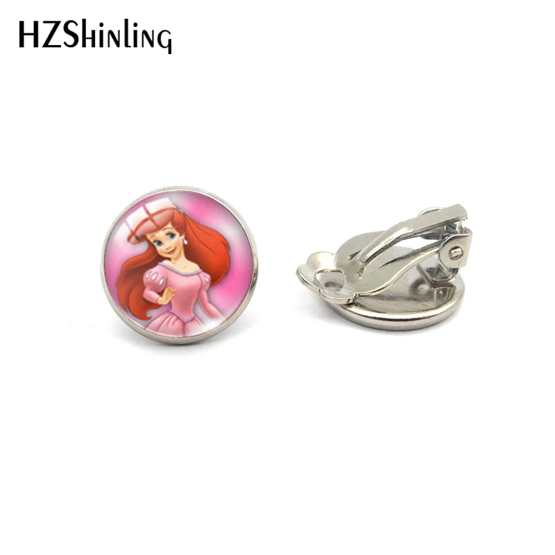HZSHINLING Новая мода маленькая мультяшная Русалка Принцесса клипсы стеклянные подвески ювелирные изделия в форме русалки лучшие подарки - Окраска металла: Silver-3