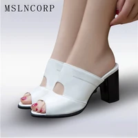 plus size 34 47 new fashion casual patent leather women slippers outside fish head roman shoes summer pumps black white sandals