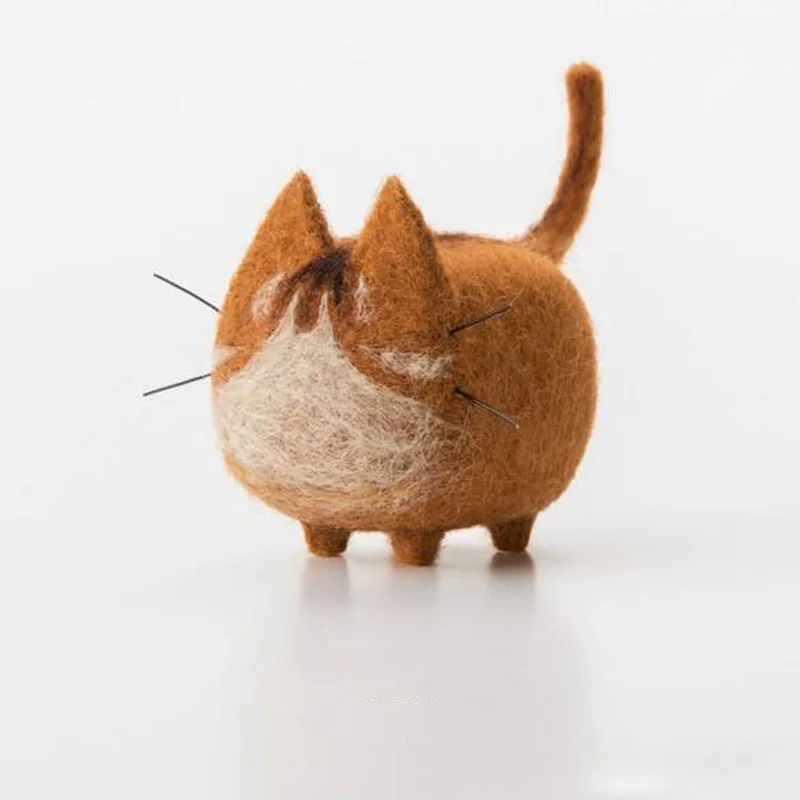 Cat 4 DIY ремесло Шерсть Войлок без лица Кошка сиамская короткошерстная Кукла Материал посылка ручной работы шитье Войлок ремесло игрушка игла валяния кошка подарки - Цвет: Cat 4