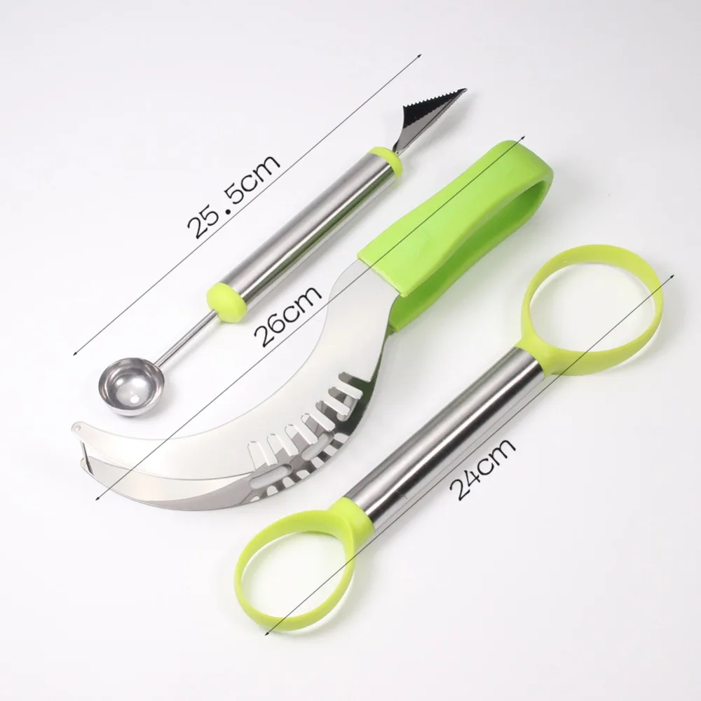 Нож для арбуза разделитель мякоти из нержавеющей стали 3 в 1|melon baller|watermelon slicerfruit