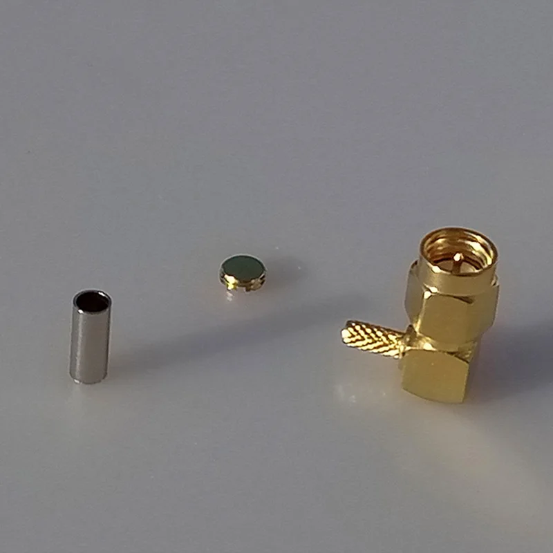 3 шт. позолоченный SMA штекер с прямым углом RF коаксиальный разъем обжимный кабель