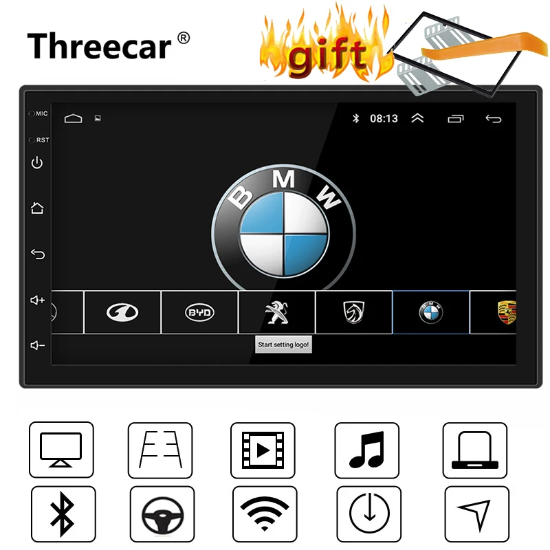 7 ''универсальная GPS навигация Bluetooth 2 Din автомагнитола Android 8,1 Wifi Автомагнитола стерео FM USB MP5 Автомагнитола