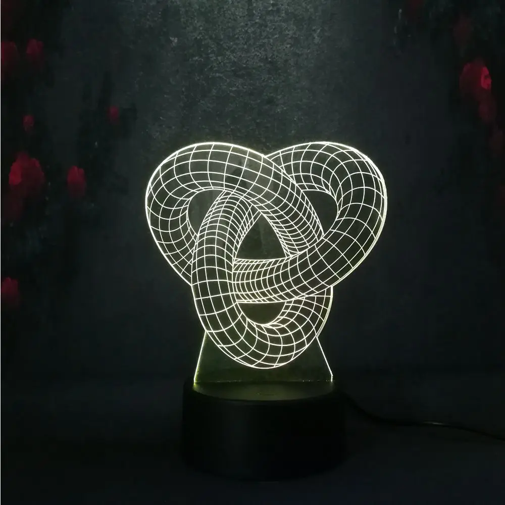 Double Ring 3D Night Light Visual Creative Dynamic Alternating LED luminous small table bedroom cafe lamp birthday holiday gifts | Лампы и