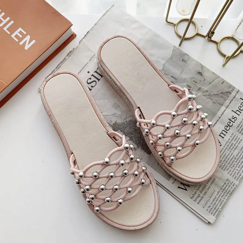 SAILING LU Slides Summer Slippers Fashion Solid Outdoor Ladies Shoes Casual Soft Comfort With String Bead Woman XWT1631 | Обувь