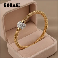 fashion high quality charm chic valentine gift jewelry stainless steel gold women distort bracelets bangles