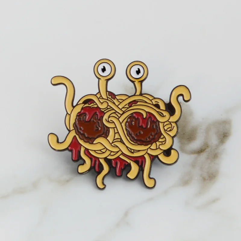 Брошь FSM с эмалью на булавке в стиле аниме Летающий монстр-спагетти жесткая
