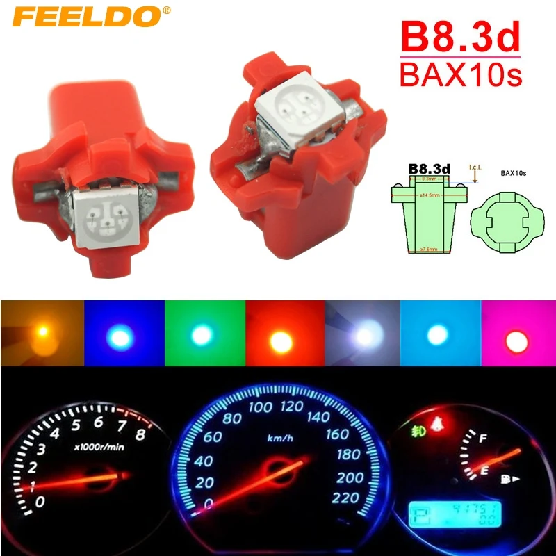 FEELDO 2 шт. автомобильная приборная панель 12 В B8.3d/BAX10s 1SMD 5050 1LED лампа для салона 7