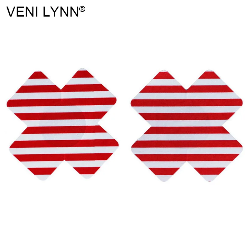 VENI LYNN 10 пар красно белые полоски одноразовые накладки на грудь наклейки звезды