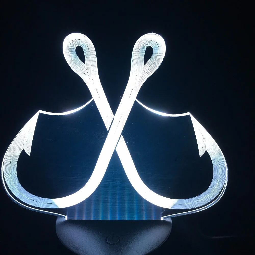 Новинка рыболовный крючок 3D акриловый Иллюзия светодиодный светильник USB