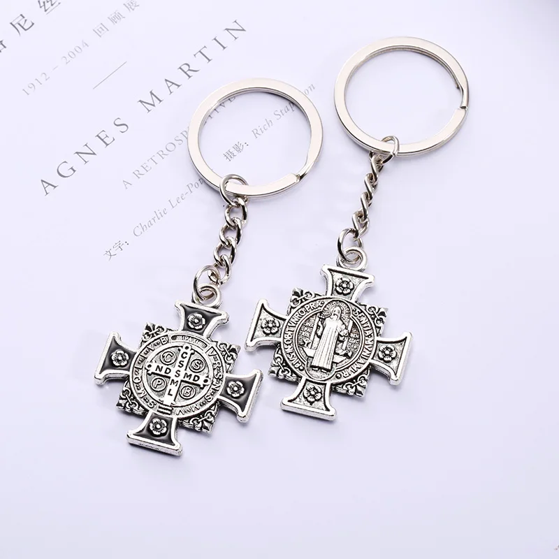 Saint Иисус Христос крест кулон брелок для ключей Chain Ring Держатель Finder Для женщин